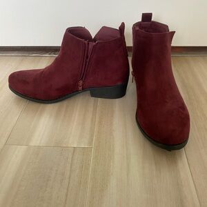 Women's Burgundy Suede Ankle Boots